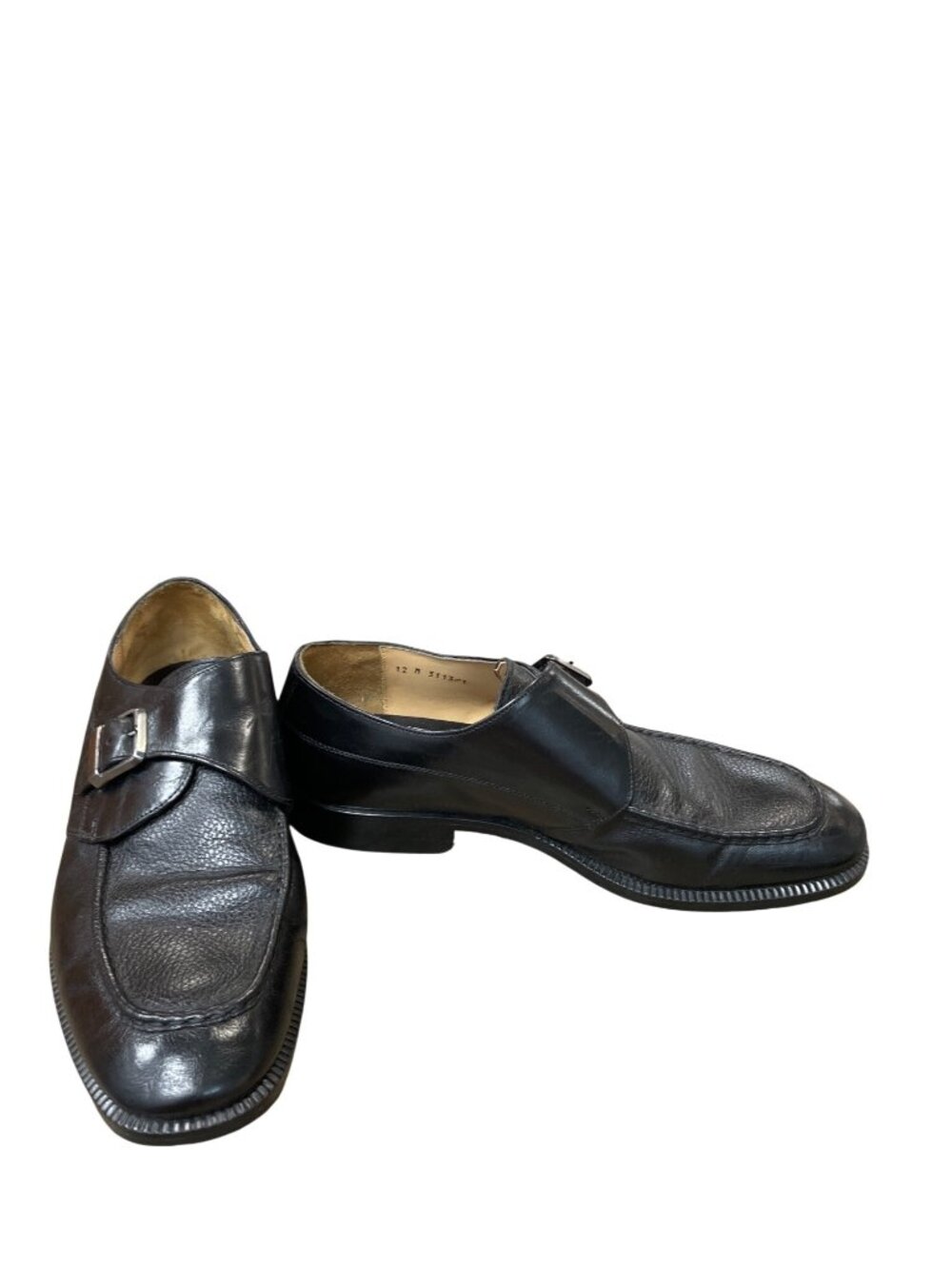 Adolfo mens handcrafted Italian black leather monk strap oxford shoes Sz 12M SKU